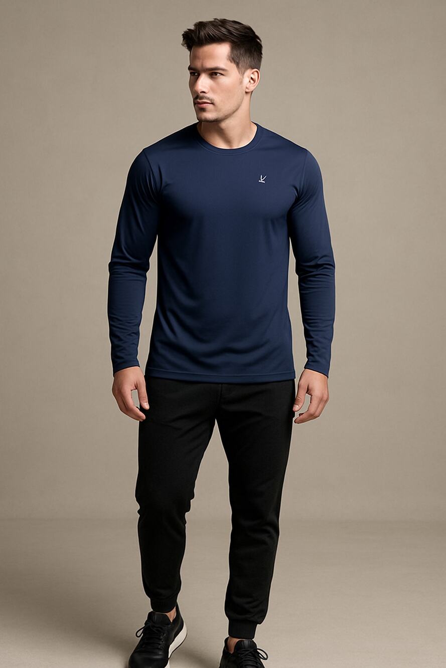Minimalist Activewear Navy Long Sleeve Performance Shirt Devoropa Large